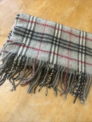 Vintage  Scarf Nova Check Gray Black Red White Plaid Wool 64x12 In Foto 1 de 4