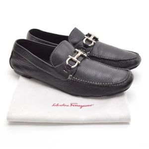 Men Salvatore Ferragamo Parigi $795 Gancini Bit Driver 9 D Black Slip On Shoes - Imagen 1 de 8