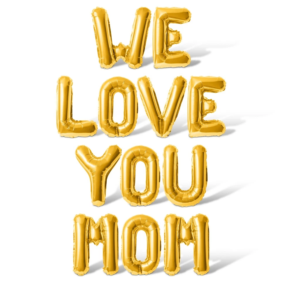 Banner Globo Letra WE LOVE YOU MOM - Decoraciones de Suministros para Fiesta Día de la Madre Foto 1 de 4