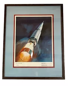 Vintage Print North American Rockwell Saturn V Second Stage J-2 Engine Framed - Picture 1 of 6