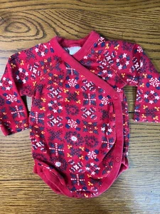 Hanna Andersson Red Floral Wrap Bodysuit Long Sleeve Size 60 3-6 Months - Picture 1 of 1