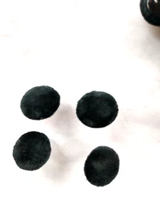 12 BLACK GERMAN COTTON VELVET COVERED 5/8 inch ROUND METAL SHANK BUTTONS COV7 - Picture 1 of 2
