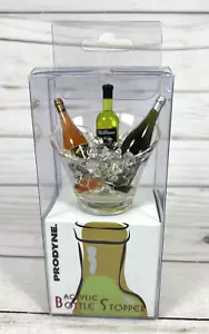 Prodyne Acrylic Bottle Stopper 3 Wine Bottles Chilling in Ice Bucket - Picture 1 of 5