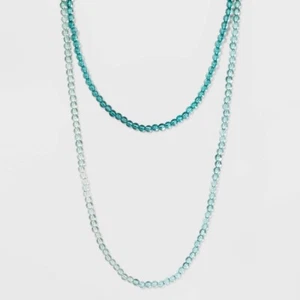 LONG NOS Glass Endless Beaded Necklace Jewelry NEW Sea Blue NWT - Picture 1 of 1