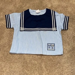 Vntg Little Bitty Sailor Nautical shirt collar short sleeve Size 4 - Picture 1 of 4