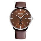 Mens Watch Genuine Leather Clear Date Display 4 Colours White Blue Black Brown