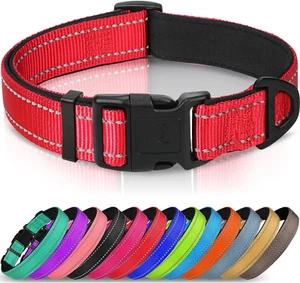 Reflective Dog Collar,Soft Neoprene Padded Breathable Nylon Pet Collar Adjustabl - Picture 1 of 12