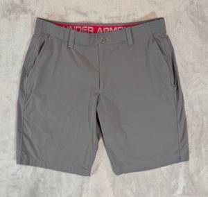 UnderArmor Shorts Mens Athletic 38 Grey Golf Tennis Inseam Stretch Flat Front - Picture 1 of 3