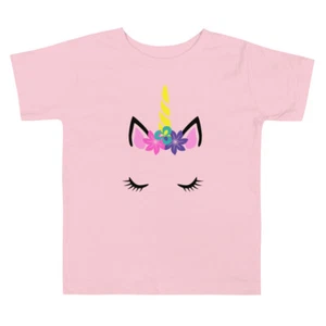 Adorable Toddler Unicorn Short Sleeve Tee 2T, 3T, 4T, 5T - Picture 1 of 5
