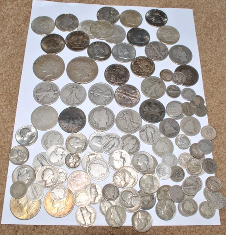 U.S. Silver Coin Lot Walking Liberty, Barber, Seated, Franklin $27.65 Face Value Cover