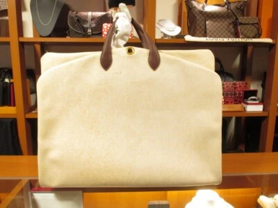 Authentic Hermes Vintage Garment Bag Leather Canvas - Image 1 of 4