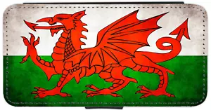 iPhone/Pixel/Galaxy Wales Welsh Dragon flag Grunge Printed Flip/Wallet Case - Picture 1 of 9