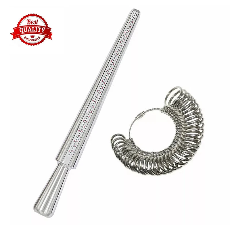 Medidor de anillo medidor de metal mandril dedo tamaño medida palo estándar Foto 1 de 4
