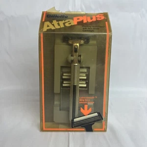 Vintage 1987 Brand New Gillette Atra Plus Metal Razor w/ 2 Cartridges Made in US - Picture 1 of 5