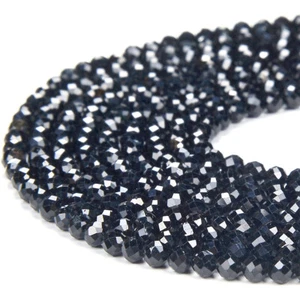2MM Natural Black Tourmaline Grd AA Micro Faceted Round 15 inch (80018438-P101) - Picture 1 of 3