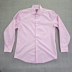 Unlisted by Kenneth Cole Men's Dress Shirt Slim Fit Pink Check 16-16 1/2 34/35 - Picture 1 of 14