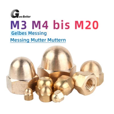 Hutmuttern Hutmutter M3 M4 bis M20 Messing Mutter Muttern DIN1587 für Schrauben - Bild 1 von 4
