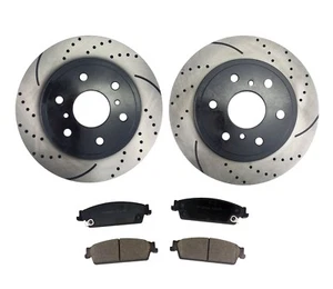 Fits 2007 - 2012 2013 2014 Cadillac Escalade Rear Drilled Brake Rotors and Pads - Bild 1 von 8