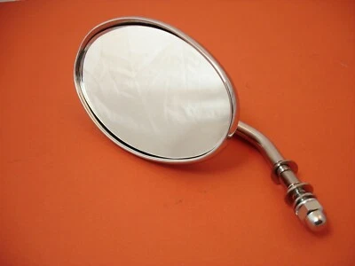 MIRROR OVAL DIECAST METAL MOTORCYCLE HARLEY CHOPPER BOBBER CHROME GLASS VISOR - Image 1 of 4