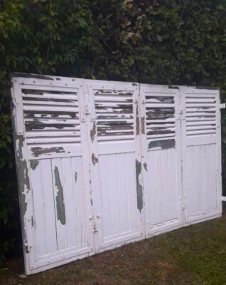 Volets 4 vantaux H148xL245cm persiennes chêne anciens paire1 old 4-leaf shutters - Photo 1/4