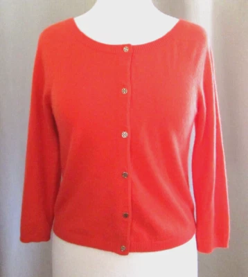 Cárdigan de cachemir TORY BURCH manga 3/4 suéter naranja-SP Foto 1 de 4