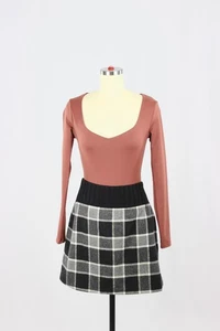 THEORY Kalima Black Check Plaid Wool Angora Knit Mini Sweater Skirt, Size M - Picture 1 of 11