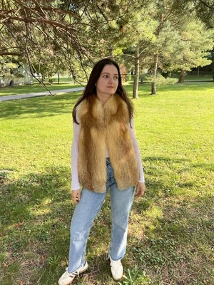 Saga Fox Gilet Vest Fur Fox Size XS S Red Gold - Image 1 of 4