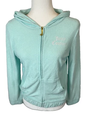 Juicy Couture Jacket Girls Size XL 16 Aruba Blue Terry Long Sleeve Full Zip Up - Image 1 of 4