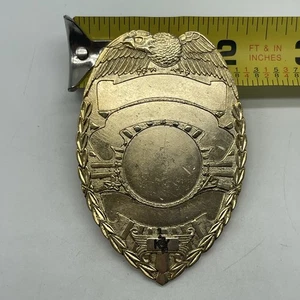 Gold Tone Completely Blank Obsolete Police Badge Eagle On Top Screw Back - Picture 1 of 5