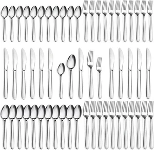 Pleafind 60-Pcs Silverware Set Service for 60 pieces silverware set, Silver  - Picture 1 of 7