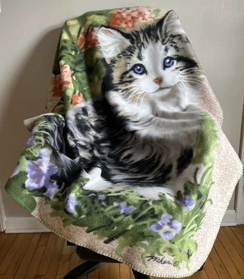 Cat, Kitty Animal 49"X 59" Throw Blanket Cover Pickers Fleece Soft  - Image 1 of 2