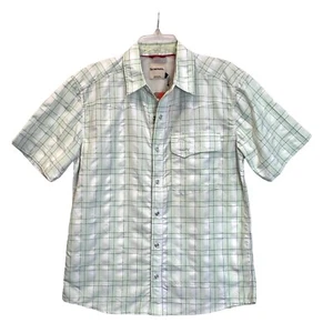 NEW Simms Big Sky Shirt Mens Small Pearl Snap UPF 50+ Light Green Plaid Fishing - Picture 1 of 9