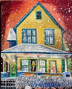 Pintura al óleo original de Christmas Story House de MBollen snow Cleveland - Imagen 1 de 10