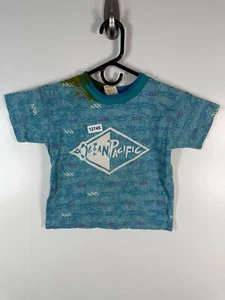 Vtg OP Ocean Pacific Kids Boys Crewneck Logo Pullover T Shirt Blue Sz M 14x15.5 - Picture 1 of 12