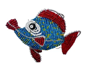 Beadworx Wire Sculpture Button Nose Fish By Grass Roots Creation - Picture 1 of 8
