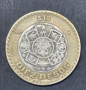 Mexico Coin 10 Pesos 2004 Bi metallic, KM#616, Low Shipping. Circulated - Picture 1 of 2