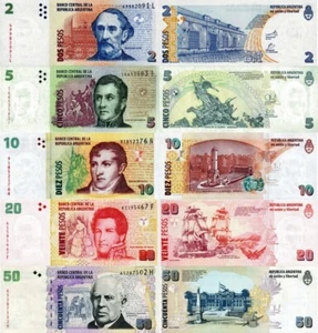 ARGENTINA - Lotto 5 banconote 2/5/10/20/50 pesos FDS - UNC - Picture 1 of 1