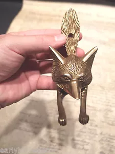 Antiguo Estilo Vintage LATÓN SÓLIDO ZORRO PUERTA LLAMEADOR Hardware - Imagen 1 de 7