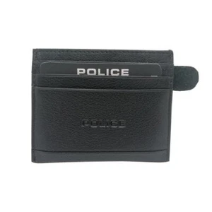 POLICE Wyatt 100% Genuine Leather Credit card Holder-Black - Picture 1 of 2