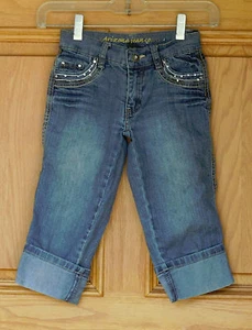 Arizona Girls Size 7 Cuffed Cropped Blue Jeans - Picture 1 of 3