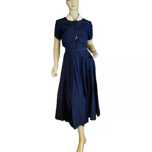 VESTIDO DE FIESTA TAFETÁN VINTAGE AÑOS 50 AZUL UN ORIGINAL DE PHYLLIS DANCE TIME APPX S - Imagen 1 de 18