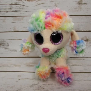 Ty Beanie Boos Rainbow Poodle Dog 6" Tie Dye Bean Bag Plush - Picture 1 of 10