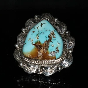 Size 8 Navajo Handmade Turquoise Sterling Silver Ring Elouise Kee - Picture 1 of 12
