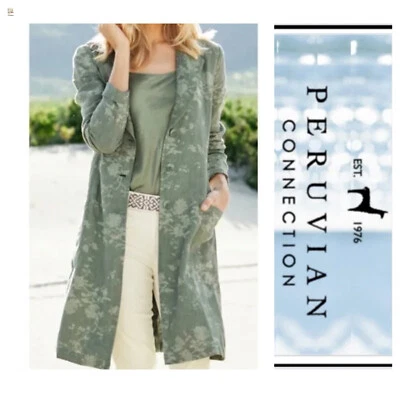 Chaqueta Plumero Peruvian Connection Sage Magnolias Colby Lino Talla 10 Foto 1 de 4