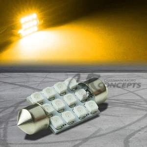 12 SMD 12SMD 36MM 3528 LED ÁMBAR BRILLANTE CÚPULA INTERIOR BOMBILLA/MAPA/PANEL - Imagen 1 de 1