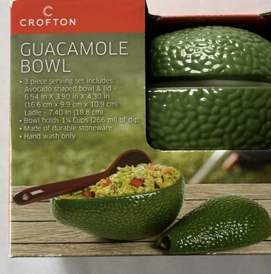 Crofton Tres Piezas Guacamole Cuenco con Tapa y Cuchara Gres NUEVO en Caja Foto 1 de 4