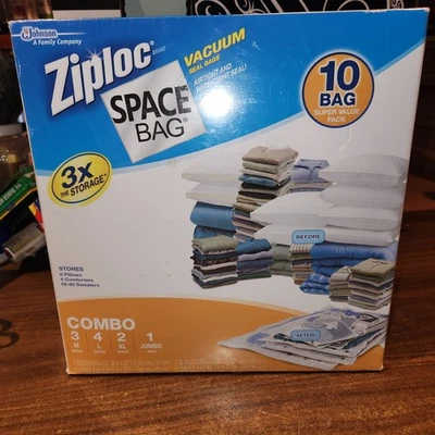 Bolsa espacial Ziploc 10 bolsas variedad valor paquete sistema organizador ahorro de espacio Foto 1 de 4