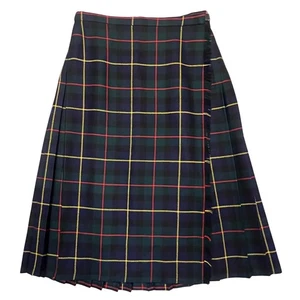 Vintage Highland Home Scotland 100% Wool Pleated Plaid Wrap Skirt Kilt Size 14 - Picture 1 of 12
