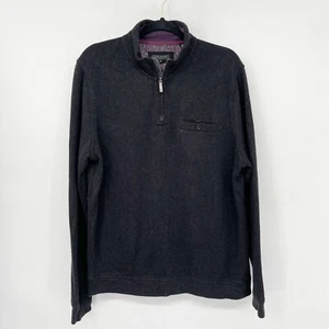 Ted Baker Mens Valerio Quarter Zip Sweater Size XL Black Pullover Wool Blend - Picture 1 of 8