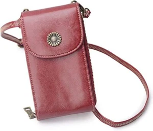 Bolso de hombro pequeño de cuero para teléfono móvil para mujer y cartera RFID con ranuras para tarjetas - Imagen 1 de 27